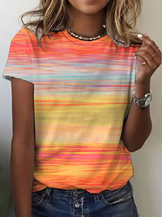 Women's Autumn Casual Gradient Short Sleeve T-shirt