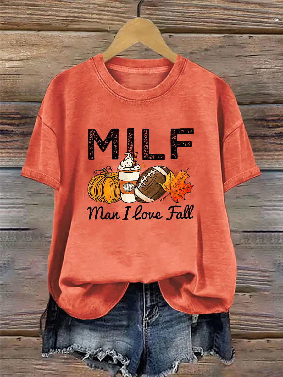 Women's Man I Love Fall Print Casual T-shirt