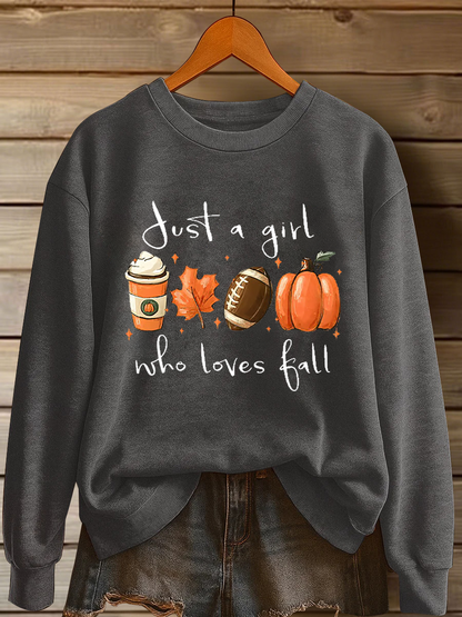 Women's Just A Girl Who Loves Fall Printed Casual Sweatshirt