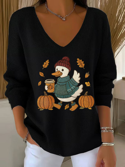 Women's Funny Goose Fall Print Casual Top