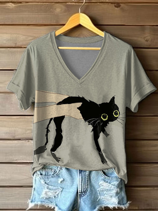 Women's Funny Cute Cat Short Sleeve T-shirt