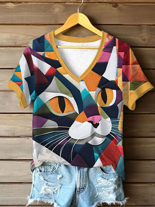 Women's Cute Cat  Short Sleeve T-shirt