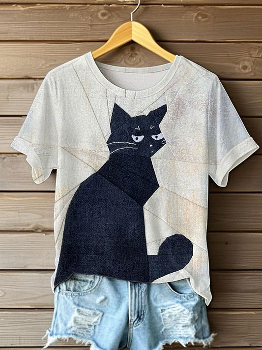 Women's Funny Cat  Short Sleeve T-shirt