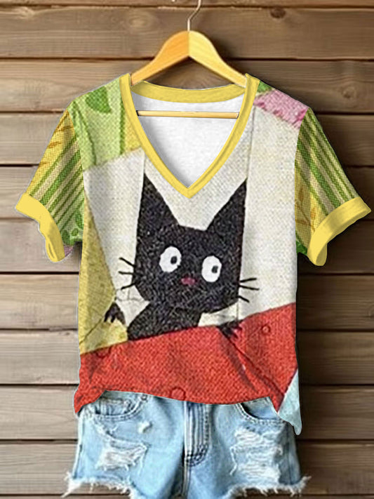 Women's Funny Cat Short Sleeve T-shirt