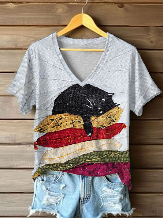 Women's Cute Cat  Short Sleeve T-shirt