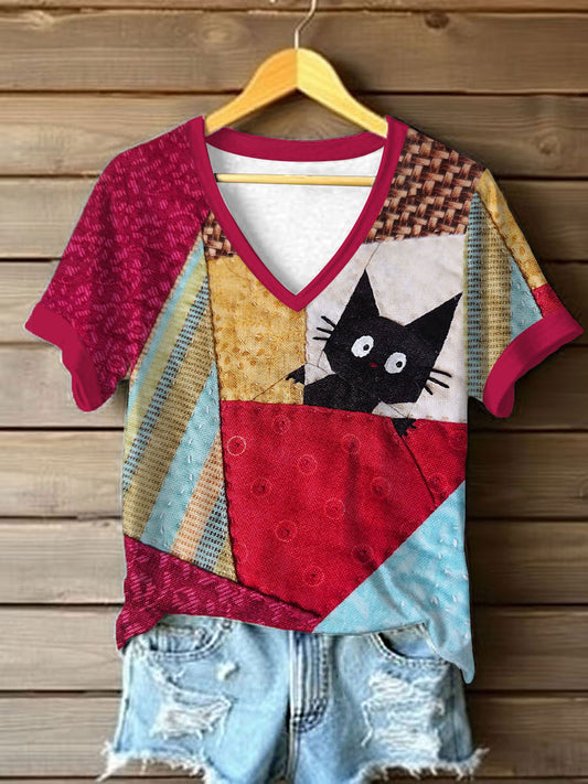 Women's Cute Cat  Short Sleeve T-shirt