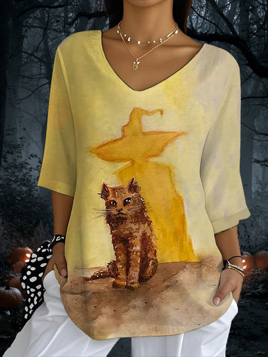 Women's Cat Print Casual T-shirt