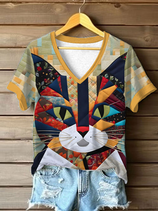 Women's Cute Cat  Short Sleeve T-shirt
