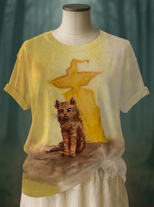 Women's Cat Print Casual T-shirt
