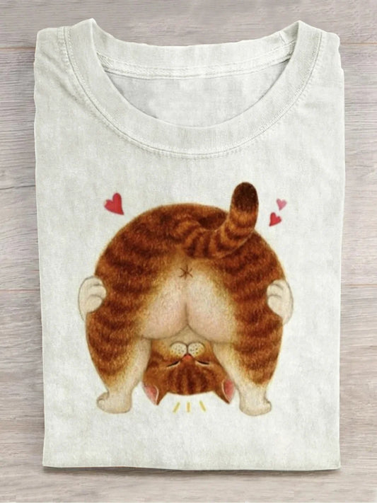 Unisex Fun Funny Cat Abstract Print T-Shirt