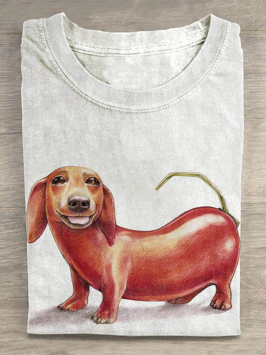 Unisex Funny Dachshund Abstract Print Design T-Shirt
