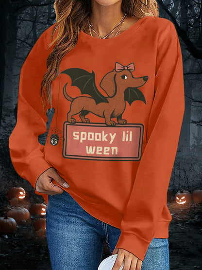 Women's Halloween Spooky Lil Ween Dachshund Sweatshirts