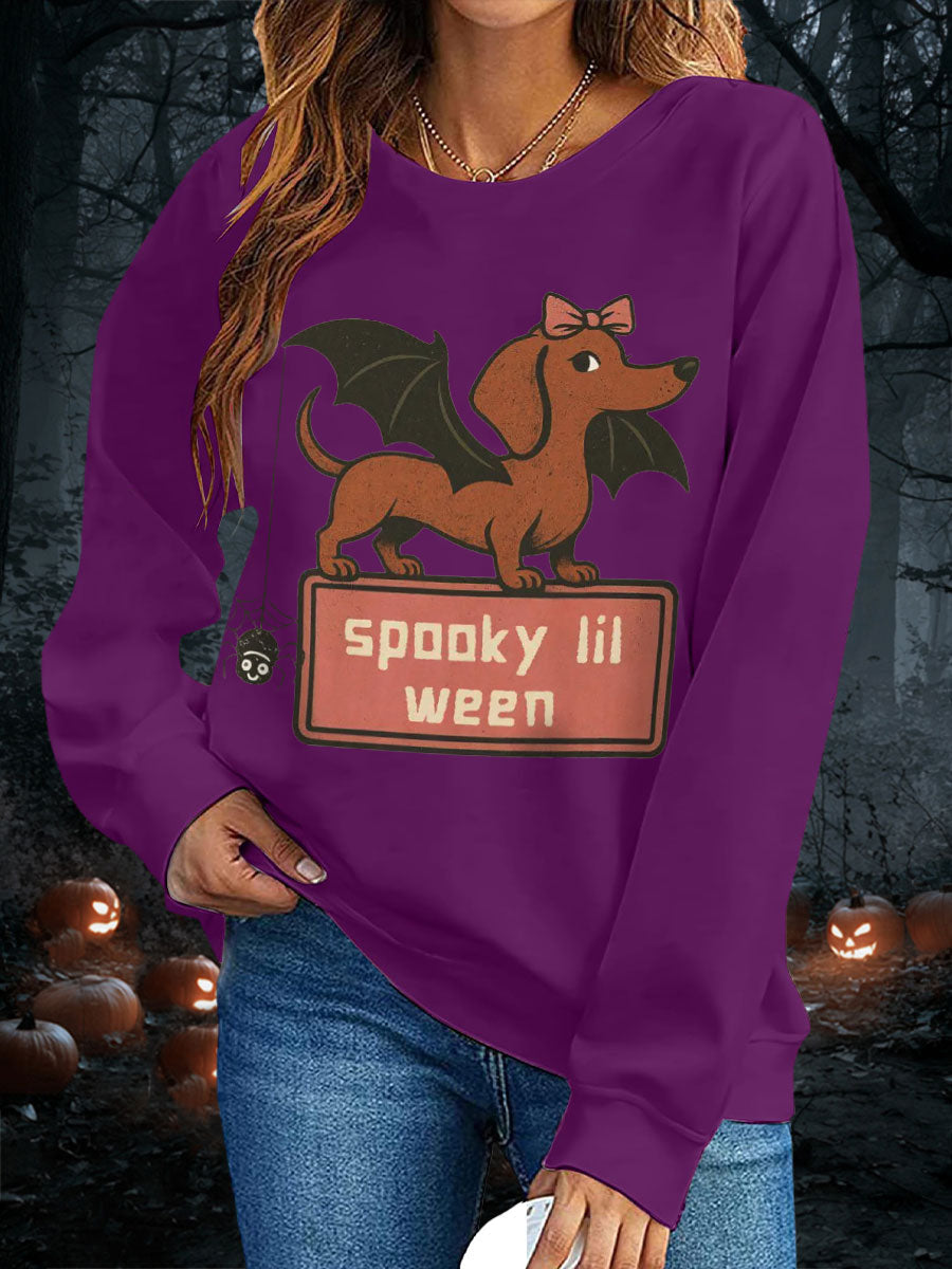 Women's Halloween Spooky Lil Ween Dachshund Sweatshirts