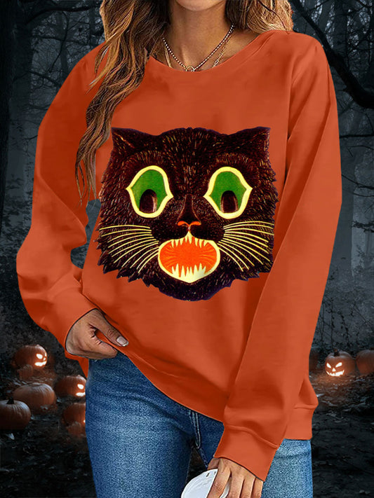 Women's Halloween Black Cat Sweatshirts
