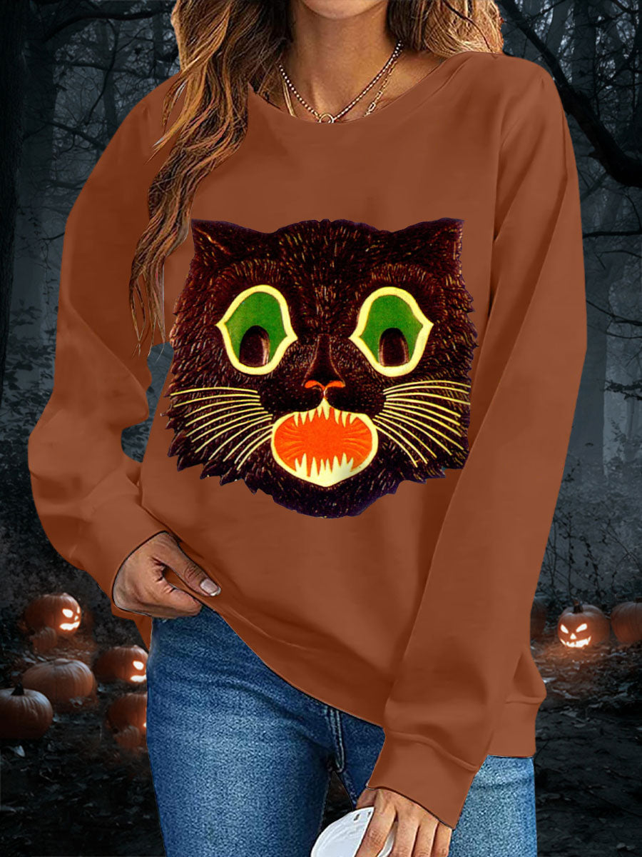 Women's Halloween Black Cat Sweatshirts
