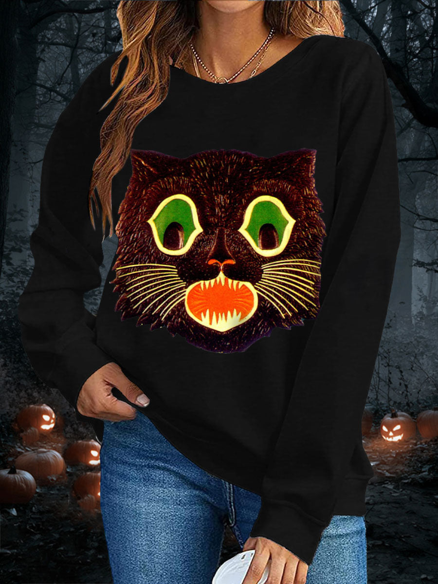 Women's Halloween Black Cat Sweatshirts