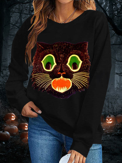 Women's Halloween Black Cat Sweatshirts