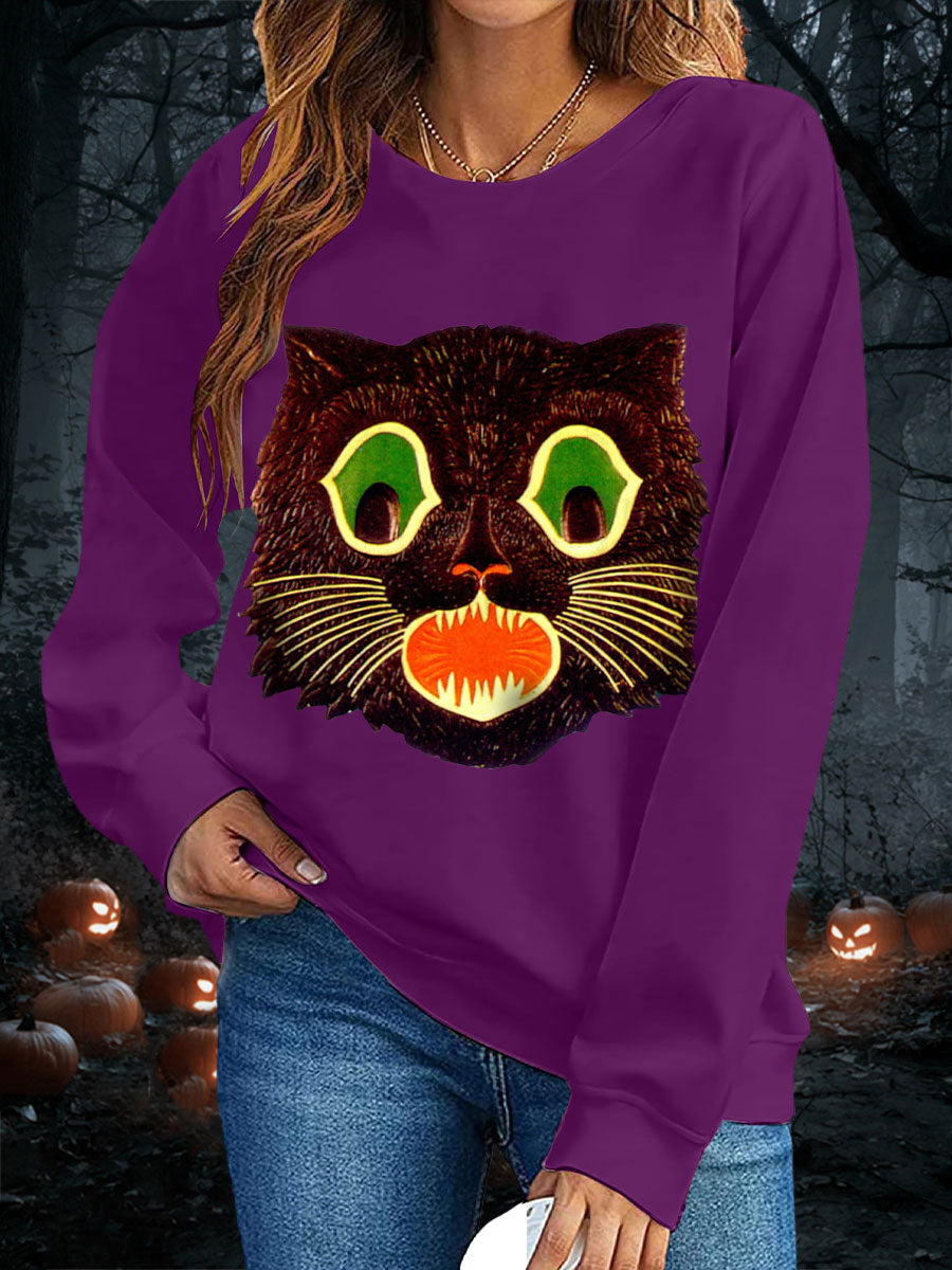Women's Halloween Black Cat Sweatshirts