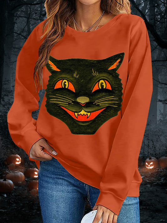 Women's Halloween Black Cat Sweatshirts