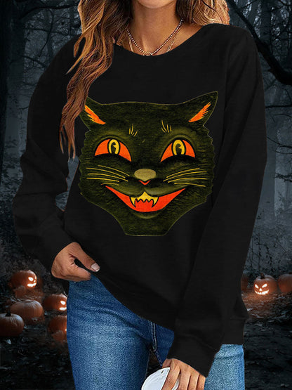 Women's Halloween Black Cat Sweatshirts