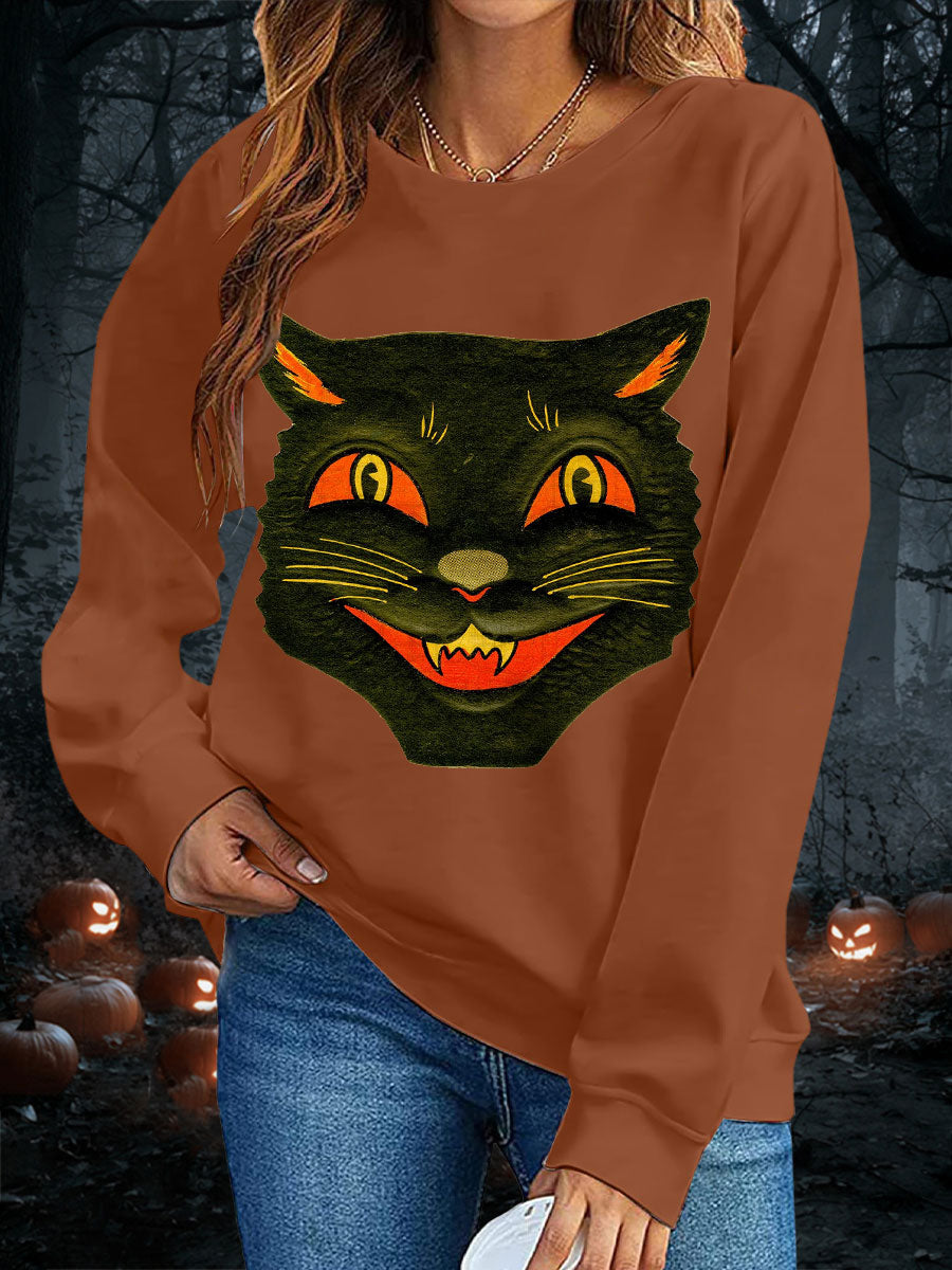 Women's Halloween Black Cat Sweatshirts