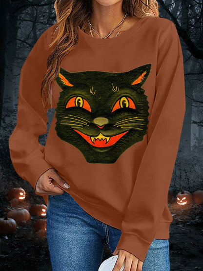 Women's Halloween Black Cat Sweatshirts