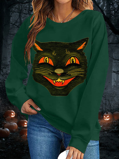 Women's Halloween Black Cat Sweatshirts