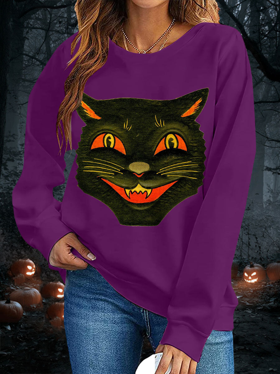 Women's Halloween Black Cat Sweatshirts