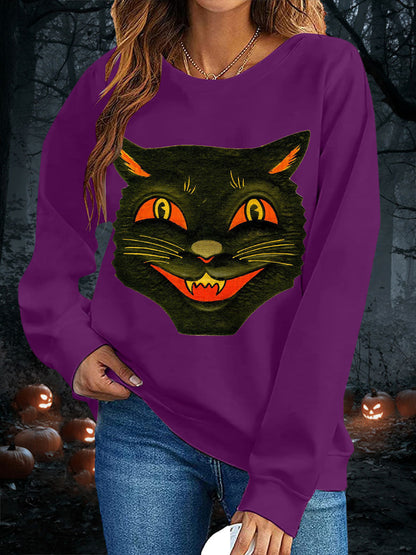 Women's Halloween Black Cat Sweatshirts