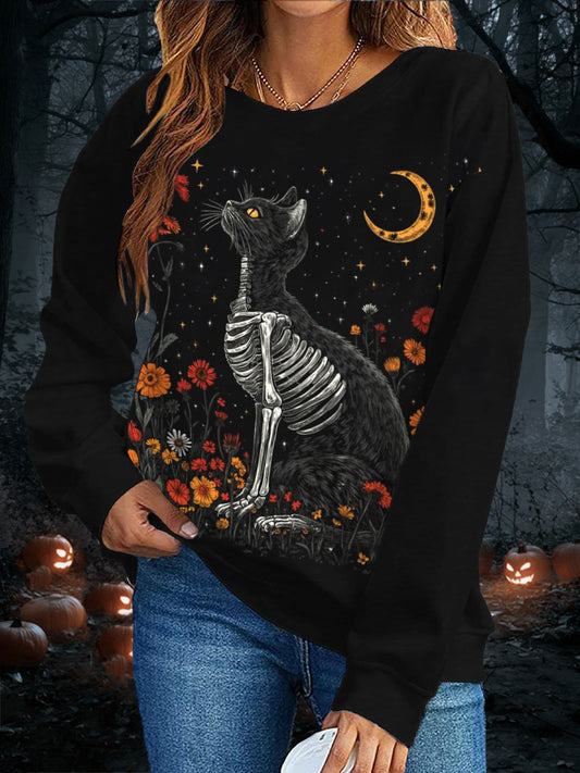 Women's Halloween Black Cat Sweatshirts