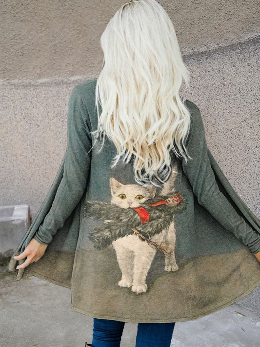 Women's Funny Cat Print Cardigans