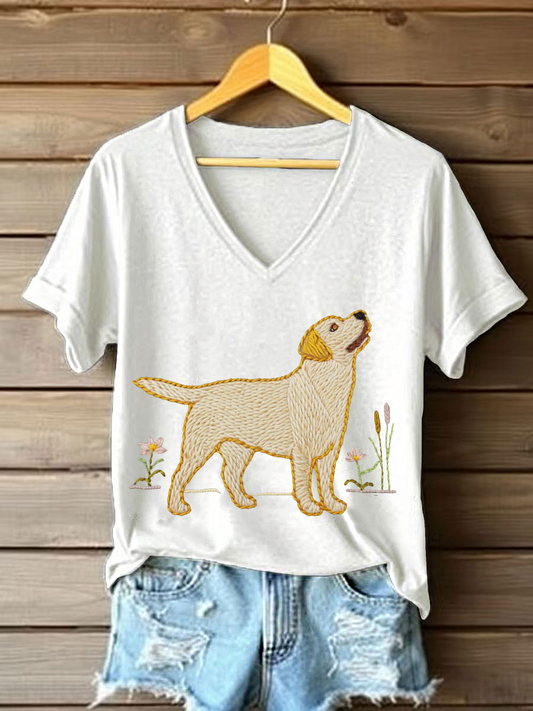Women's Dog Art Print T-shirt