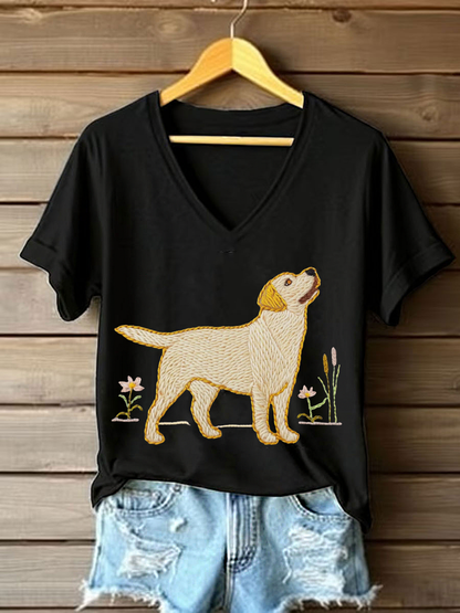 Women's Dog Art Print T-shirt