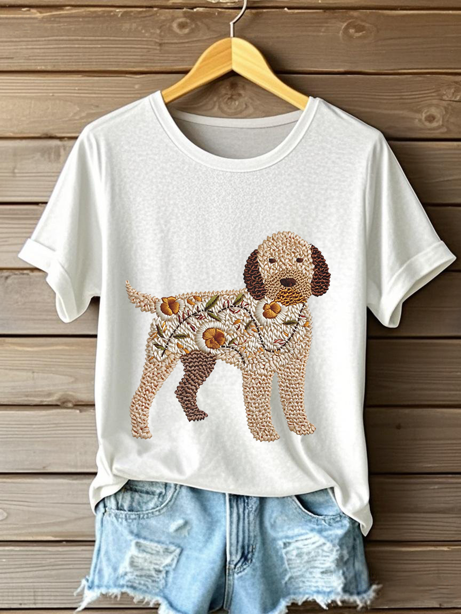 Women's Dog Art Print T-shirt
