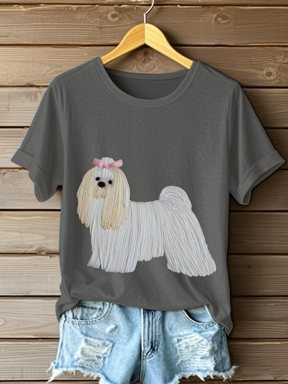 Women's Dog Art Print T-shirt