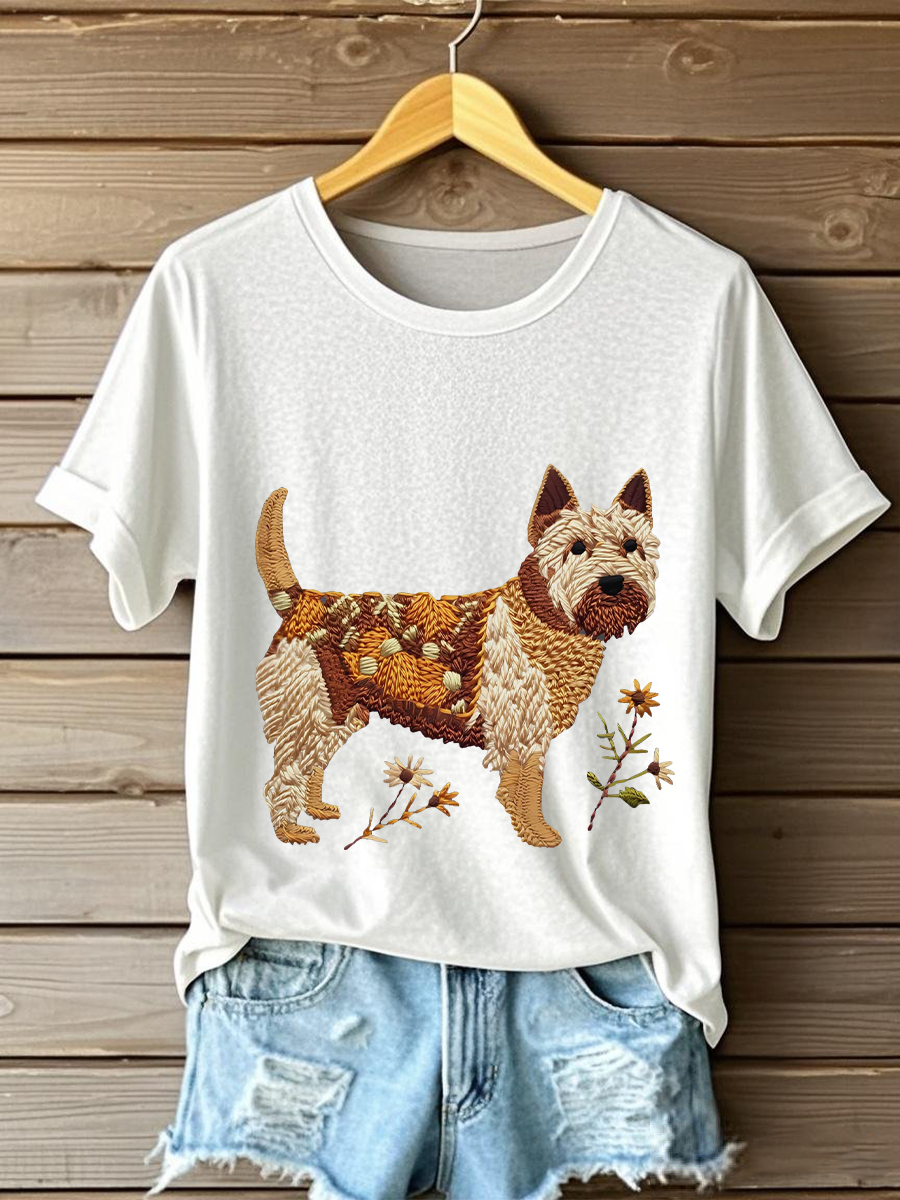 Women's Dog Art Print T-shirt