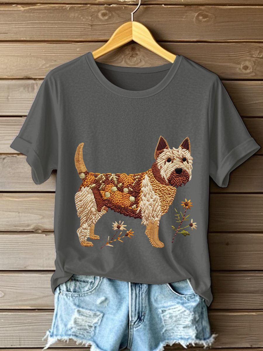 Women's Dog Art Print T-shirt