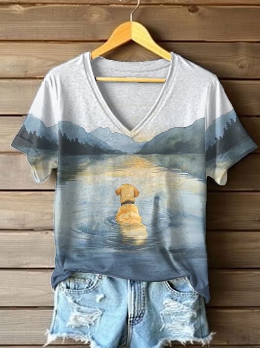 Women's Labrador Print Casual T-shirt