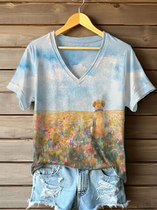 Women's Labrador Print Casual T-shirt