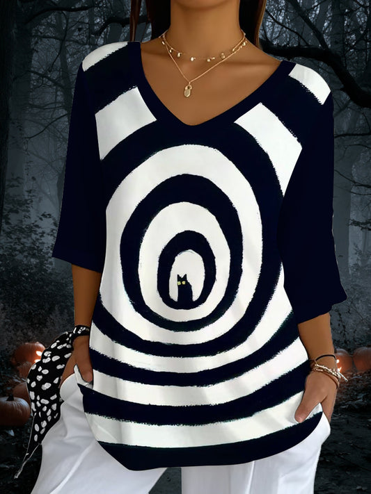 Women's Halloween Cat Print Top