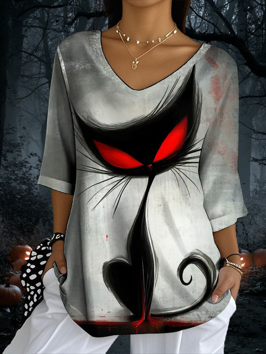 Women's Halloween Printed  Long Sleeve Shirt
