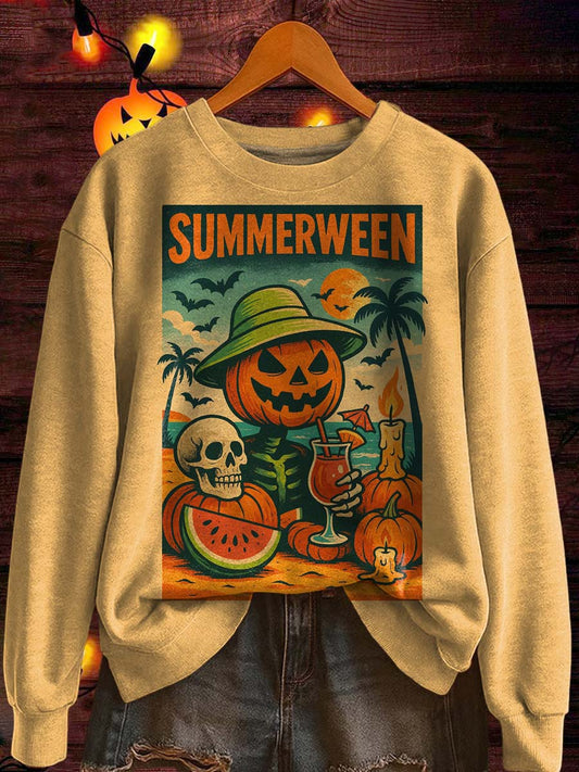 Fun Summer Halloween Print Casual Sweatshirt