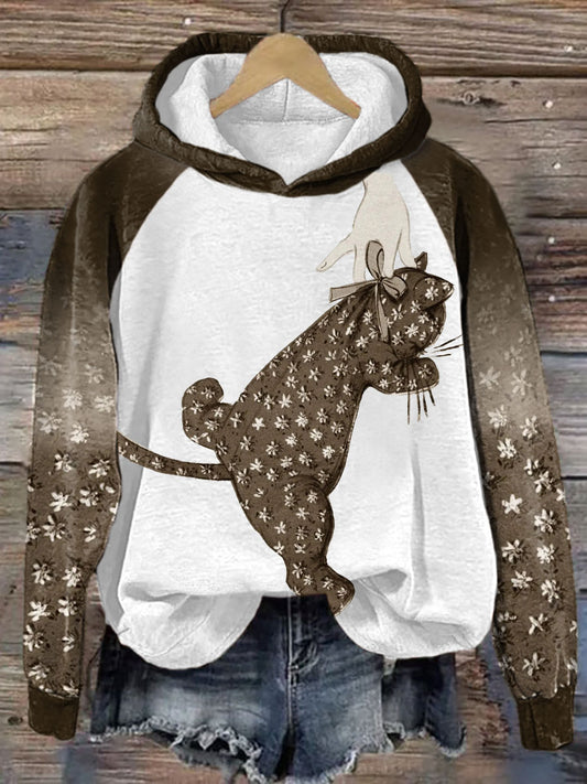 Women's Cat Print Hoodie