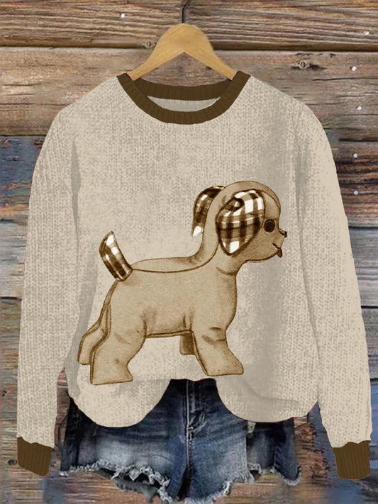 Women's dog print textured sweatshirts