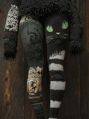 Women’s Halloween Cat Print Casual Leggings As picture / S