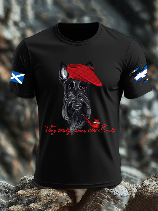 Men's Scottish Flag Scottish Terrier  Short Sleeve T-shirt