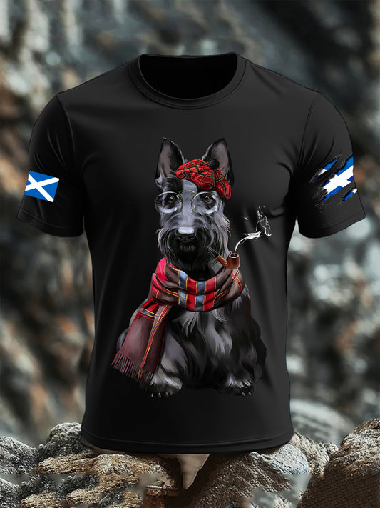 Men's Scottish Flag Scottish Terrier  Short Sleeve T-shirt