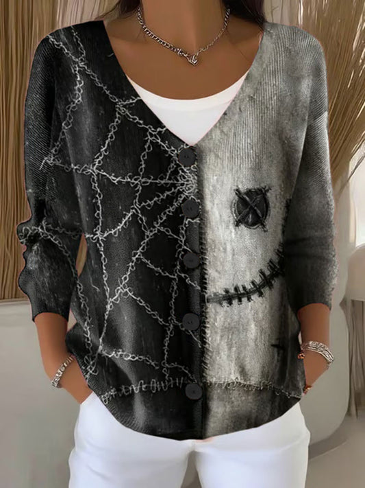 Women's Halloween Print Casual Cardigan