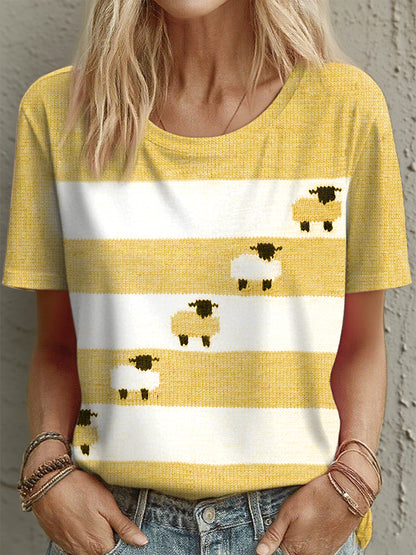 Women's Cute Sheep Pattern T-Shirt