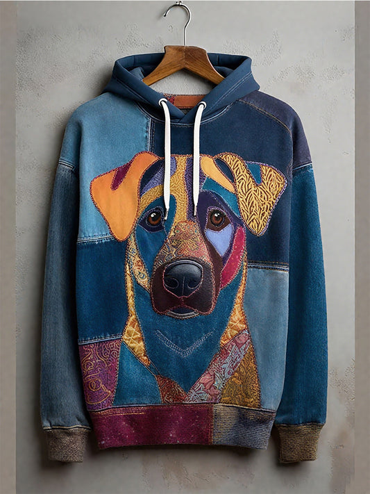 Men's Animal Dog  Drop-Shoulder Hoodie (No Pockets)